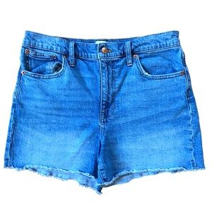 J.Crew Womens 29 Medium Wash Midrise Raw Hem Denim Shorts Classic Fit Flat Front